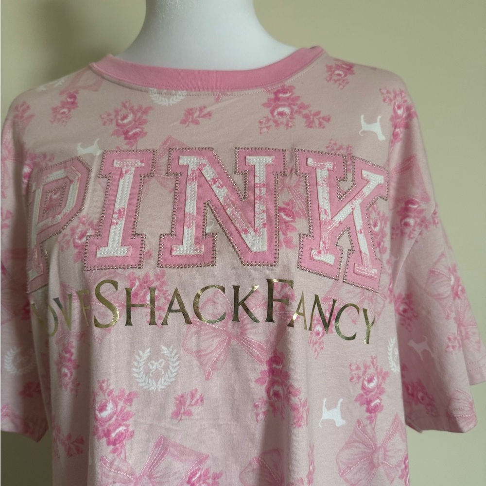 Victoria's Secret PINK x LoveShackFancy Campus Cotton Tee size medium nwt - Picture 3 of 11